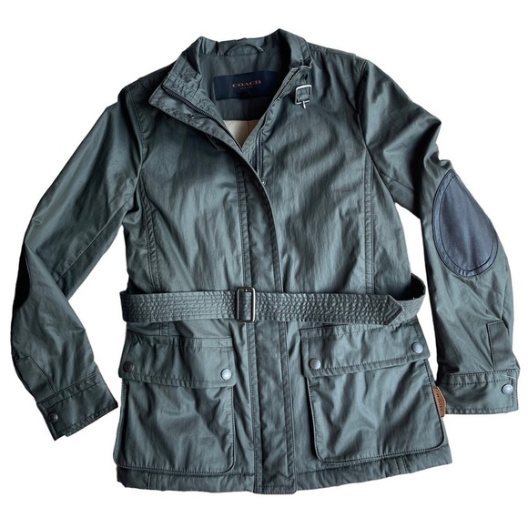 COACH Women’s Size XS Belted Olive Green Mid Length Trench Coat jacket - Picture 1 of 10